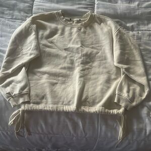 Cream Sweatshirt with Drawstring Hem